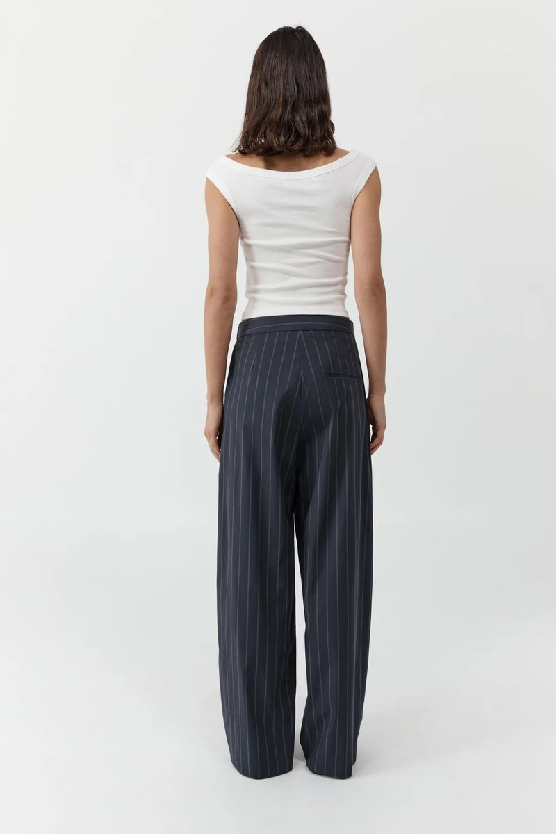 STRIPE RELAXED PLEAT PANTS