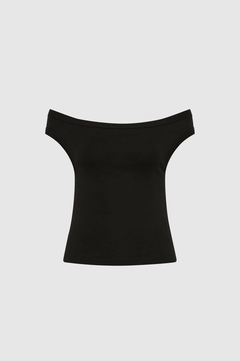 ORGANIC COTTON OFF SHOULDER TOP BLACK