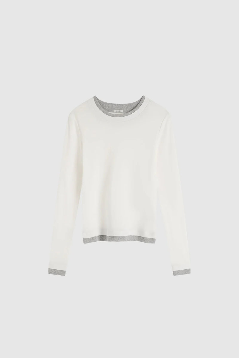 ORGANIC COTTON LAYERED LONG SLEEVE TOP WHITE
