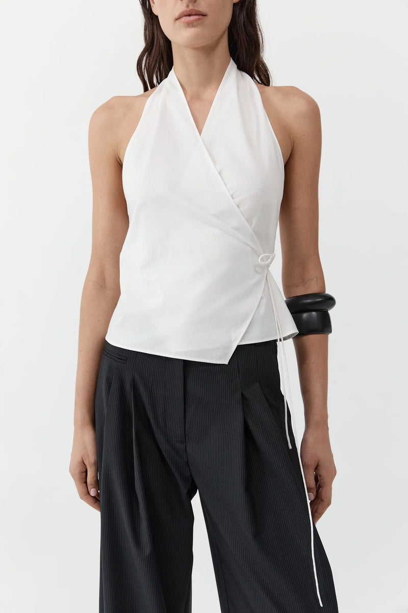 OXFORD WRAP TOP