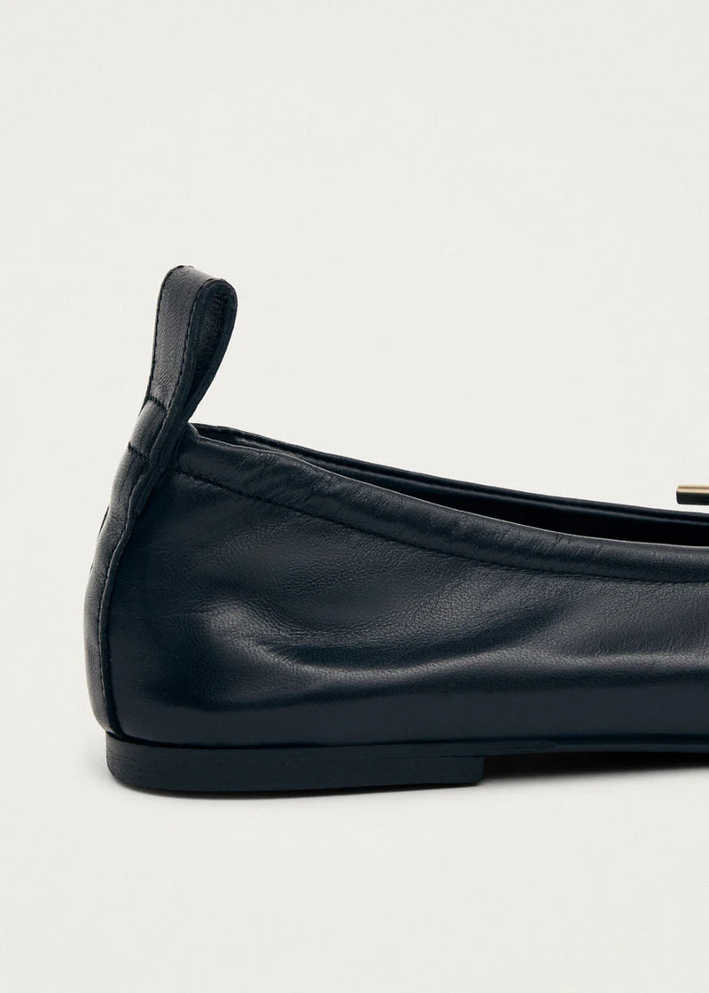 ROSALIND BLACK LEATHER BALLET FLATS