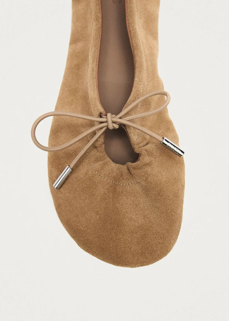 ROSALIN SUEDE TAN LEATHER BALLET FLATS