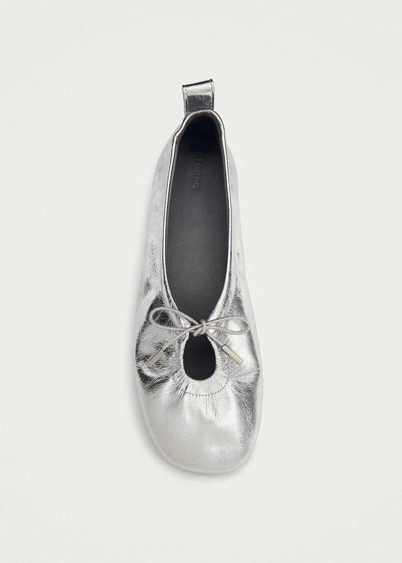 ROSALIND SHIMMER SILVER BALLET FLATS
