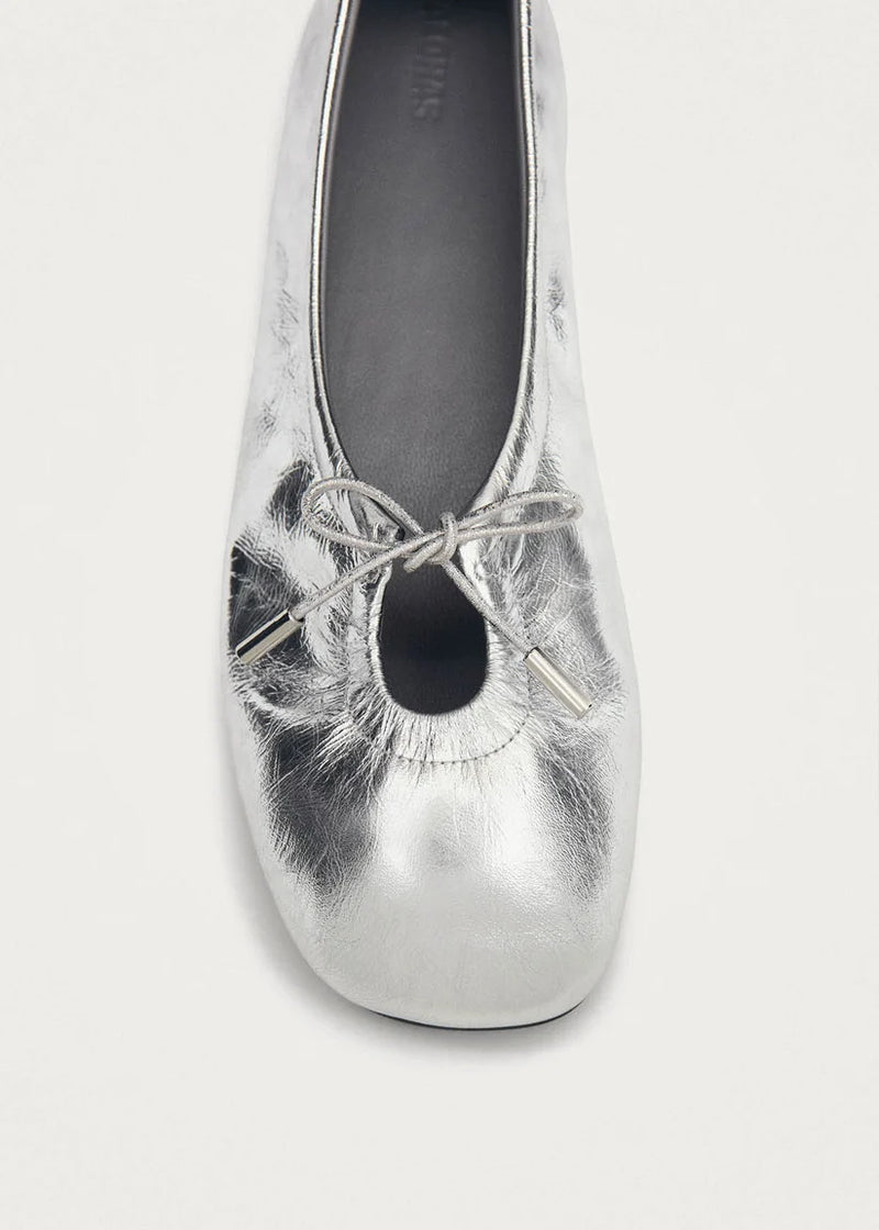 ROSALIND SHIMMER SILVER BALLET FLATS