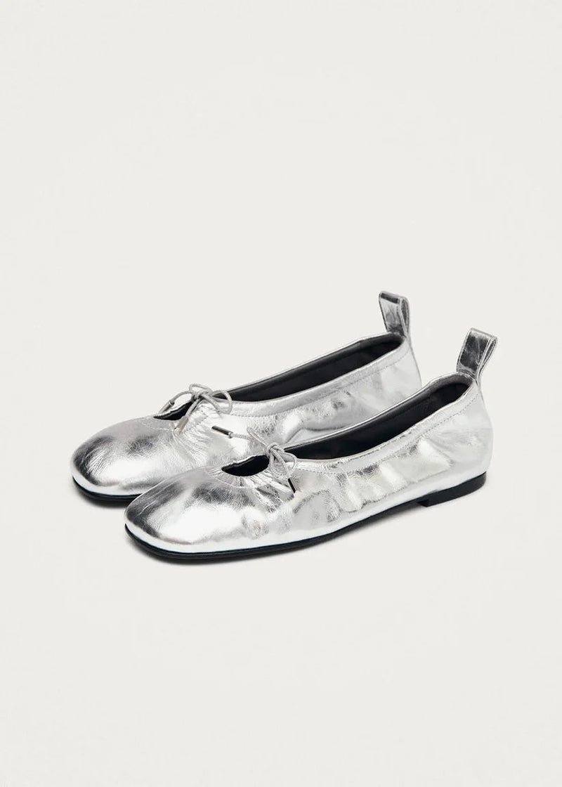 ROSALIND SHIMMER SILVER BALLET FLATS