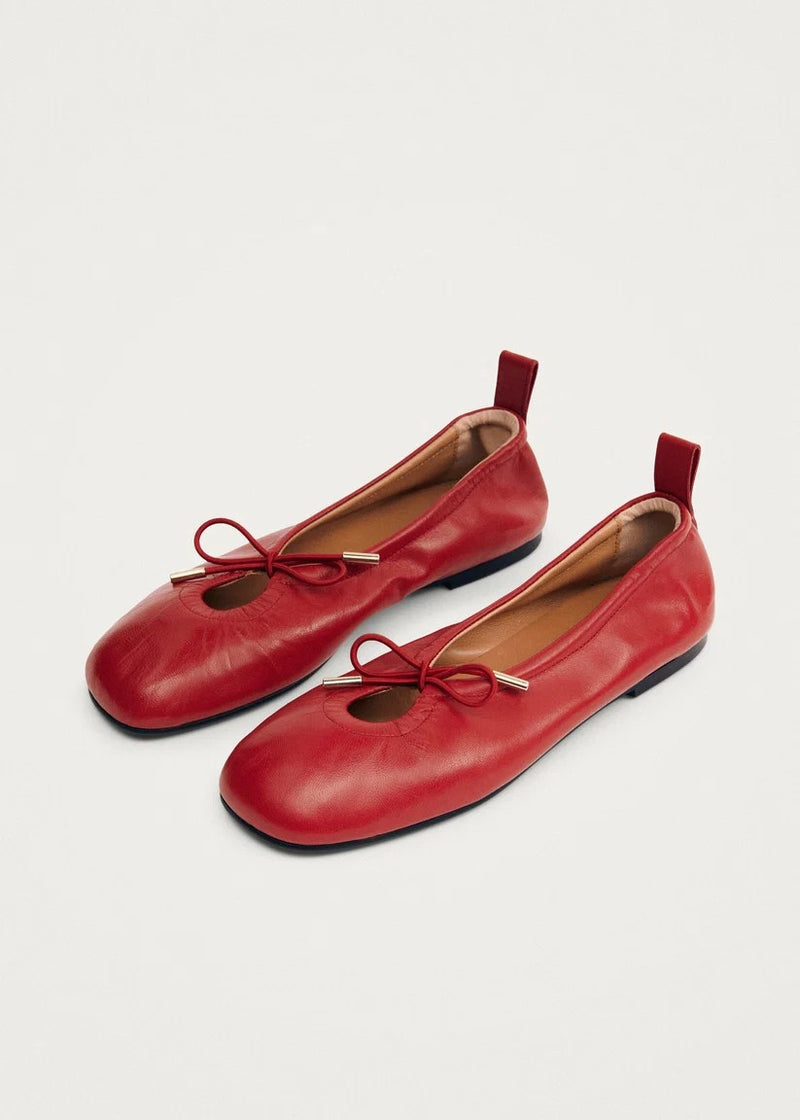 ROSALIN RED LEATHER BALLET FLATS