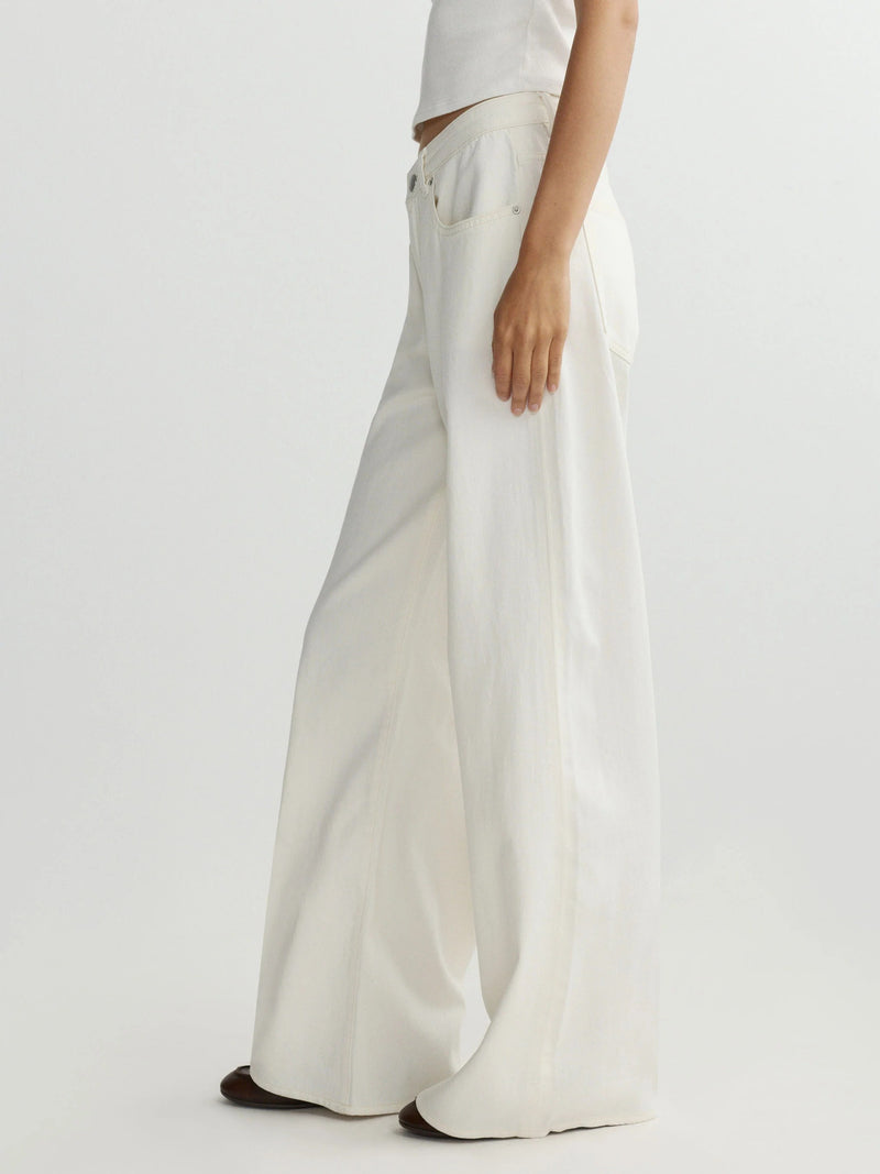 ALEX BAGGY WIDE LEG: LOW RISE 32` WHITE