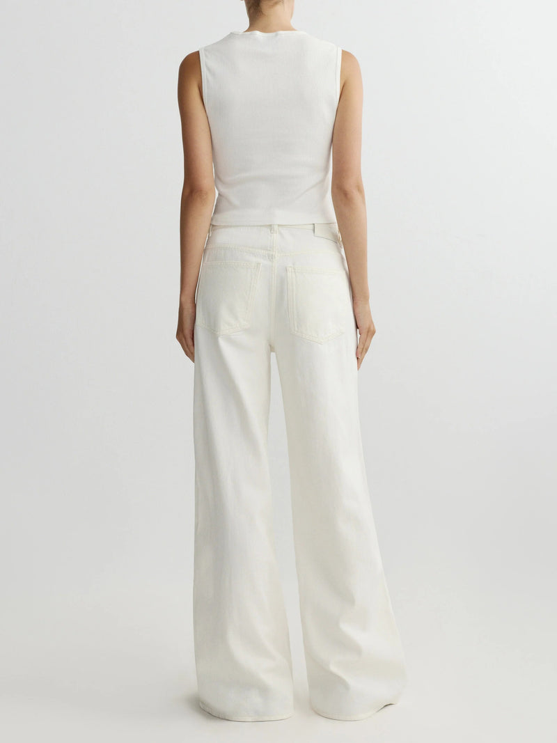 ALEX BAGGY WIDE LEG: LOW RISE 32` WHITE